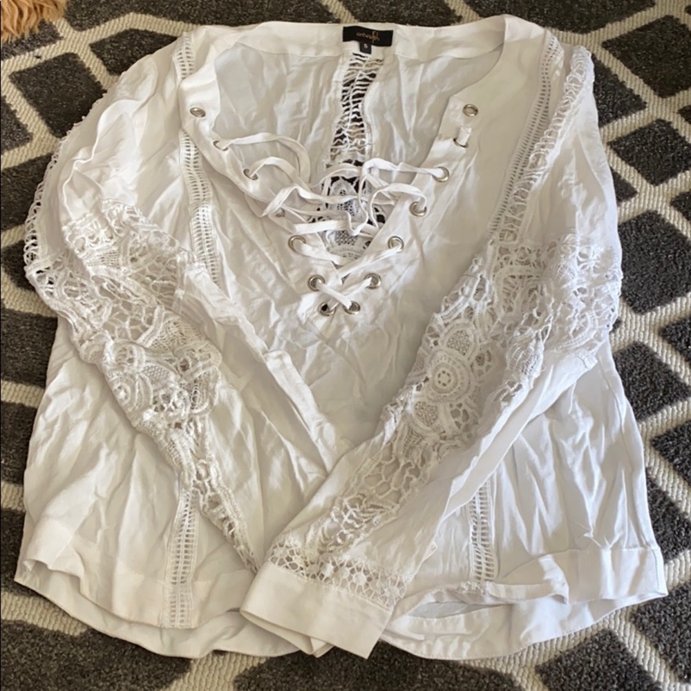 Lace tie up long sleeve